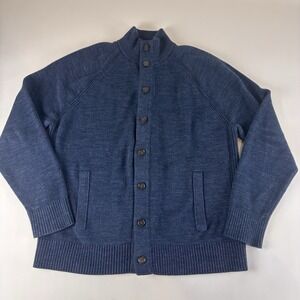 Banana Republic XL Blue Men Cardigan Sweater Button Up Organic Cotton Knit Heavy